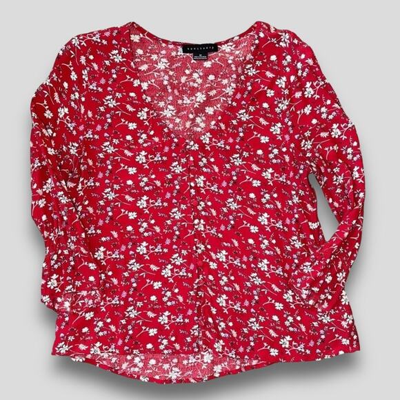 Sanctuary Tops - SANCTUARY FLOWY  FLORAL HIPPIE BOHO WESTERN BELL SLEEVE FLORAL BLOUSE RED M